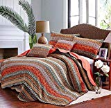 Best Striped Classical Cotton 3-Piece Patchwork Bedspread Quilt Sets Queen