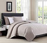 BOURINA Reversible Quilt Coverlet Set Queen - Microfiber Lightweight Bedspread 3-Piece Quilt Set, Beige