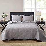 NEWLAKE 3 Piece Quilt Bedspread Coverlet Set,Embossed Coins Pattern, Queen Size
