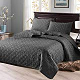Exclusivo Mezcla 3-Piece King Size Quilt Set with Pillow Shams, as Bedspread/Coverlet/Bed Cover(Solid Steel Grey) - Soft, Lightweight, Reversible& Hypoallergenic