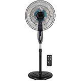 Best Choice Products 16in Adjustable Oscillating Standing Pedestal Fan w/ 7.5 Hour Timer, Double Blades, Remote Control, 3 Fan Modes, Front/Back Tilt, Black