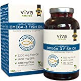 Omega 3 Fish Oil - Omega 3 Supplement with Essential Fatty Acid Combination of EPA & DHA, Triple Strength Wild Fish Oil Capsules with No Fish Burps, 180 Capsules